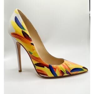 LIMITED EDITION *RARE* Jimmy Choo Anouk Feathered Painted Leather Pumps 38.5